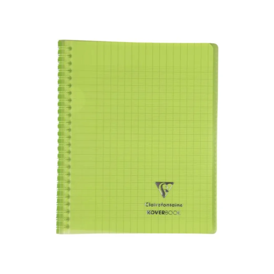 Clairefontaine Koverbook - Cahier polypro spiralé - 17 x 22 cm - 160 pages - grands carreaux (Seyes) - disponible dans différentes couleurs