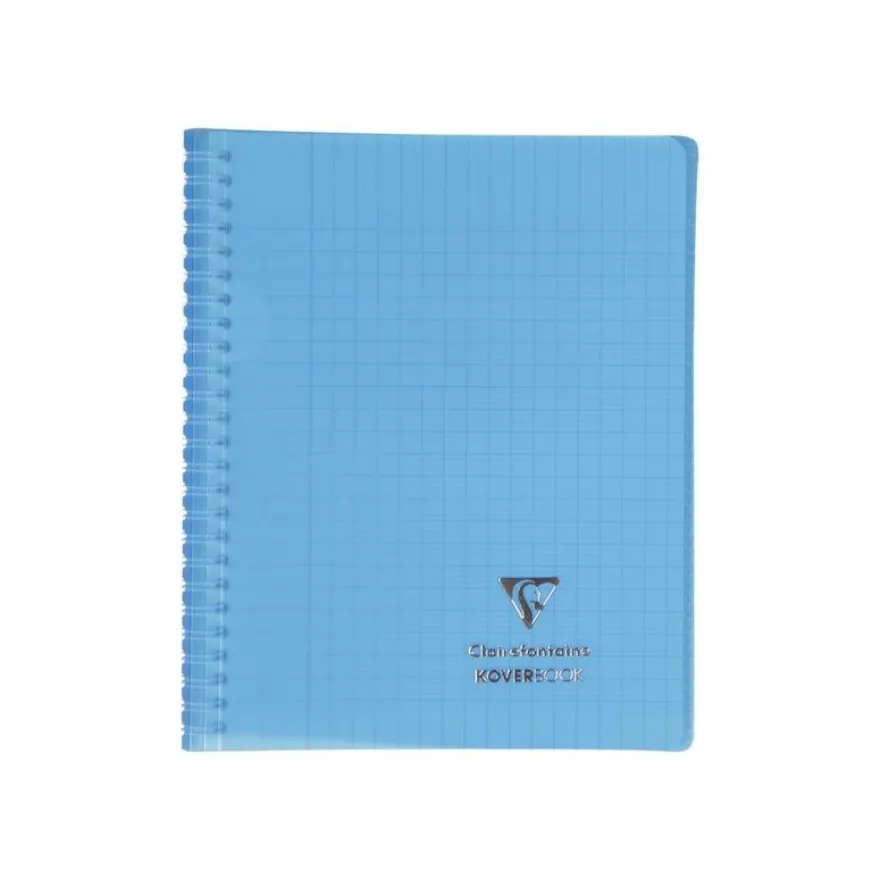 Clairefontaine Koverbook - Cahier polypro spiralé - 17 x 22 cm - 160 pages - grands carreaux (Seyes) - disponible dans différentes couleurs