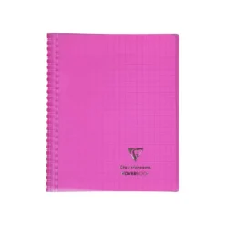 Clairefontaine Koverbook - Cahier polypro spiralé - 17 x 22 cm - 160 pages - grands carreaux (Seyes) - disponible dans différentes couleurs