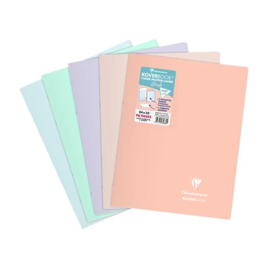 Clairefontaine Koverbook Blush - Cahier polypro 24 x 32 cm - 96 pages - petits carreaux (5x5 mm) + marge - disponible dans différentes couleurs