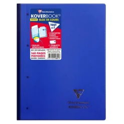 Clairefontaine Koverbook - Bloc de cours agrafé A4+ - 160 pages détachables perforées - grands carreaux (Seyes) - disponible dans différentes couleurs