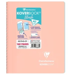 Clairefontaine Koverbook - Cahier polypro A5 - 160 pages - petits carreaux (5x5 mm) - disponible dans différentes couleurs pastels