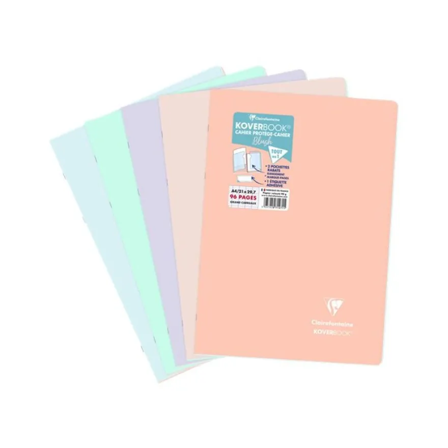 Clairefontaine Koverbook Blush - Cahier polypro A4 (21x29,7 cm) - 96 pages - grands carreaux (Seyes) - disponible dans différentes couleurs