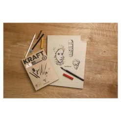 Clairefontaine Kraft - Bloc de dessin encollé - A5 - 100 feuilles - 90 gr