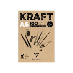 Clairefontaine Kraft - Bloc de dessin encollé - A5 - 100 feuilles - 90 gr