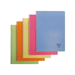 Clairefontaine Linicolor - Cahier polypro à spirale A4 (21x29,7cm) - 100 pages - grands carreaux (Seyes) - disponible dans différentes couleurs