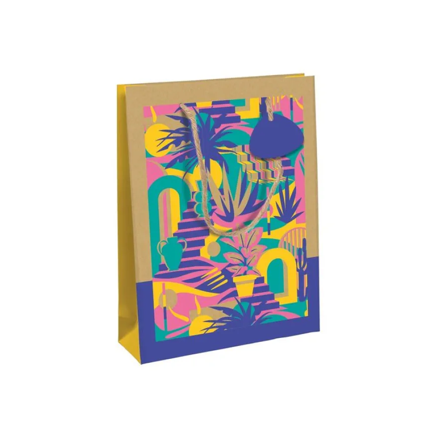 Clairefontaine Liwa - Sac cadeau grand 26,5 x 14 x 33 cm - indéchirable - oasis - multicolore
