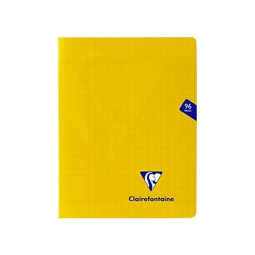 Clairefontaine Mimesys - Cahier polypro 17 x 22 cm - 96 pages - grands carreaux (Seyes) - jaune