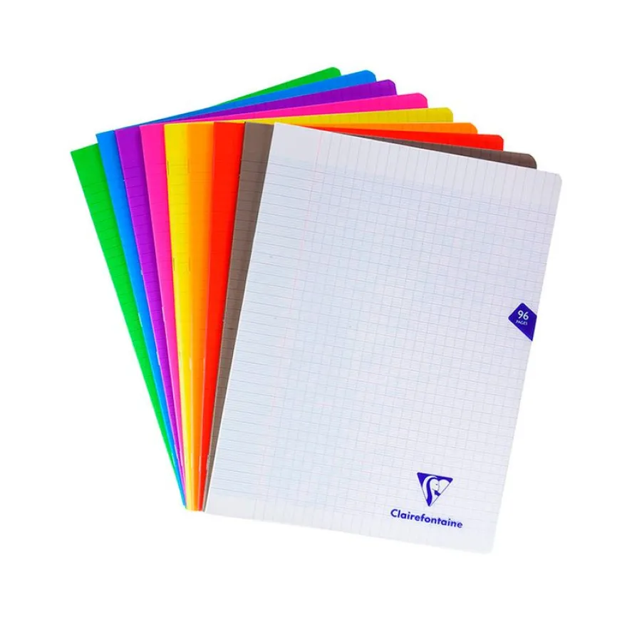 Clairefontaine Mimesys - Cahier polypro 24 x 32 cm - 96 pages - grands carreaux (Seyes) - disponible dans différentes couleurs