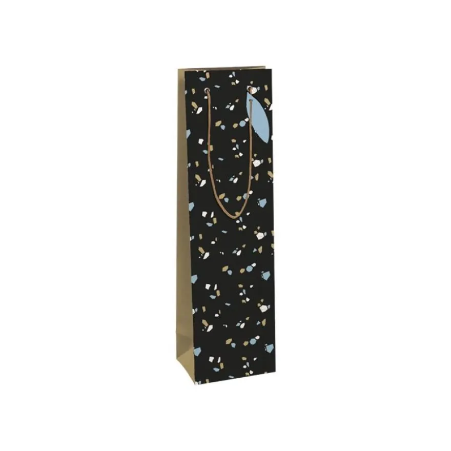 Clairefontaine Minimalist - Sac cadeau pour bouteille kraft noir - 12,7 cm x 9 cm x 35,5 cm