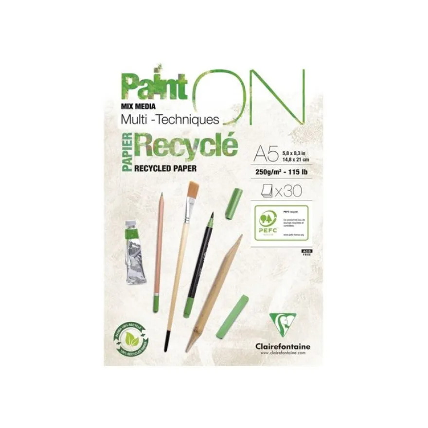 Clairefontaine Paint On - Bloc de dessin encollé - A4 - 30 feuilles - 250 gr