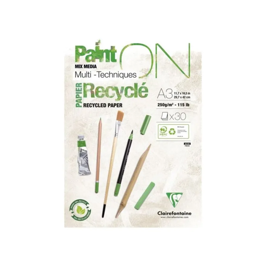 Clairefontaine Paint On - Bloc de dessin encollé - A3 - 30 feuilles - 250 gr