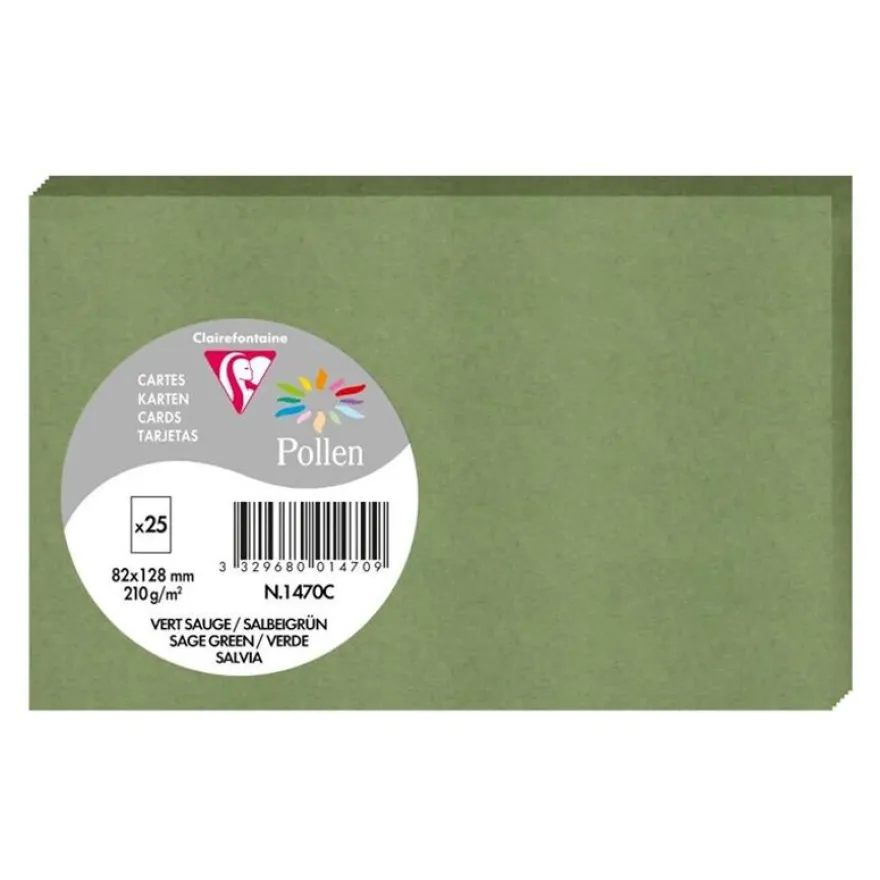 Clairefontaine Pollen - Papier - 82 x 128 mm - 25 feuilles - salvia - 210 g/m²