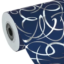 Clairefontaine Premium - Papier cadeau - 70 cm x 50 m - 80 g/m² - arabesques argent fond bleu