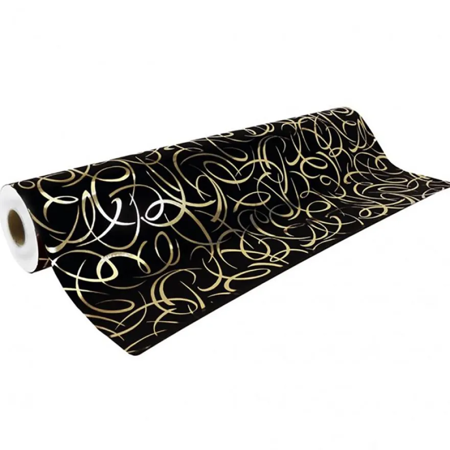 Clairefontaine Premium - Papier cadeau - 70 cm x 50 m - 80 g/m² - arabesque or fond noir