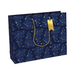 Clairefontaine Rhodia - Sac shopping 37,3 x 11,8 x 27,5 cm - indéchirable - blue & gold trees - azurite blue, or