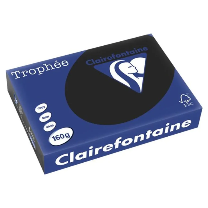 Clairefontaine Trophée - Papier couleur - A4 (210 x 297 mm) - 160 g/m² - Ramette de 250 feuilles - noir