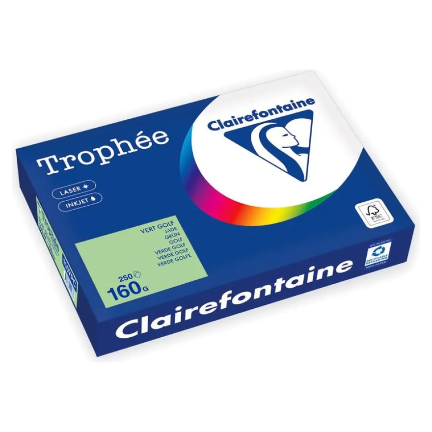 Clairefontaine Trophée - Papier - vert jade - A4 (210 x 297 mm) - 160 g/m² - Ramette de 250 feuilles