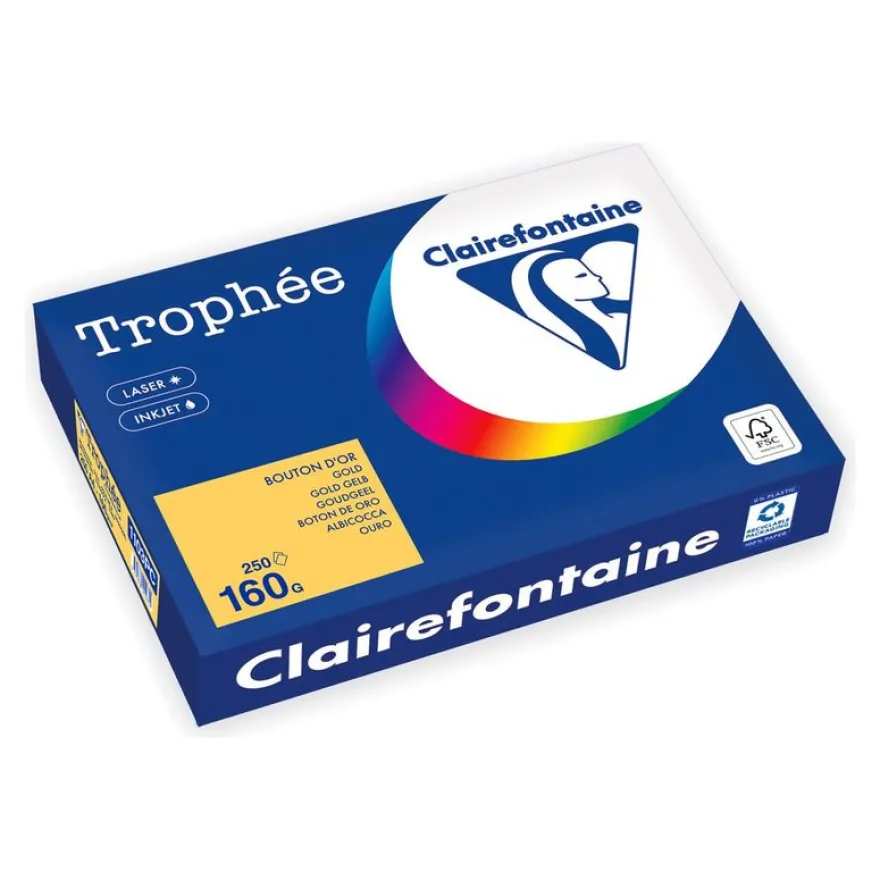 Clairefontaine Trophée - Papier - or - A4 (210 x 297 mm) - 160 g/m² - Ramette de 250 feuilles