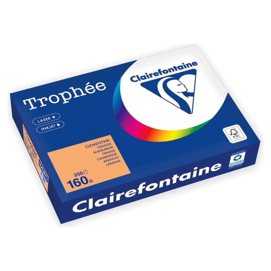 Clairefontaine Trophée - Papier - orange - A4 (210 x 297 mm) - 160 g/m² - Ramette de 250 feuilles