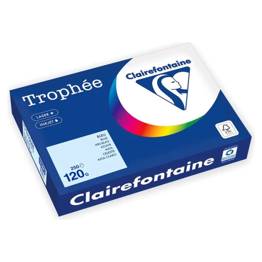 Clairefontaine Trophée - Papier - bleu - A4 (210 x 297 mm) - 120 g/m² - Ramette de 250 feuilles