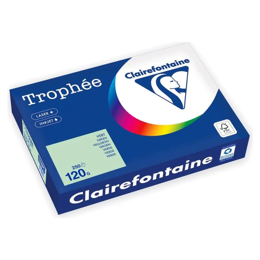 Clairefontaine Trophée - Papier - vert - A4 (210 x 297 mm) - 120 g/m² - Ramette de 250 feuilles