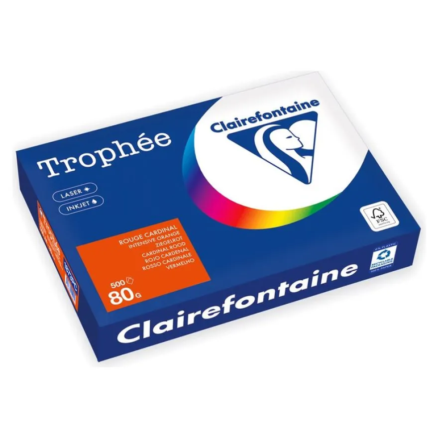 Clairefontaine Trophée -Papier - orange intense - A4 (210 x 297 mm) - 80 g/m² - Ramette de 500 feuilles