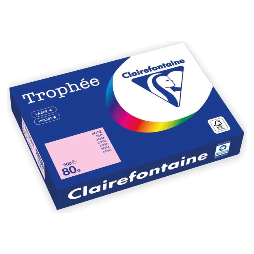 Clairefontaine Trophée -Papier - rose - A4 (210 x 297 mm) - 80 g/m² - Ramette de 500 feuilles