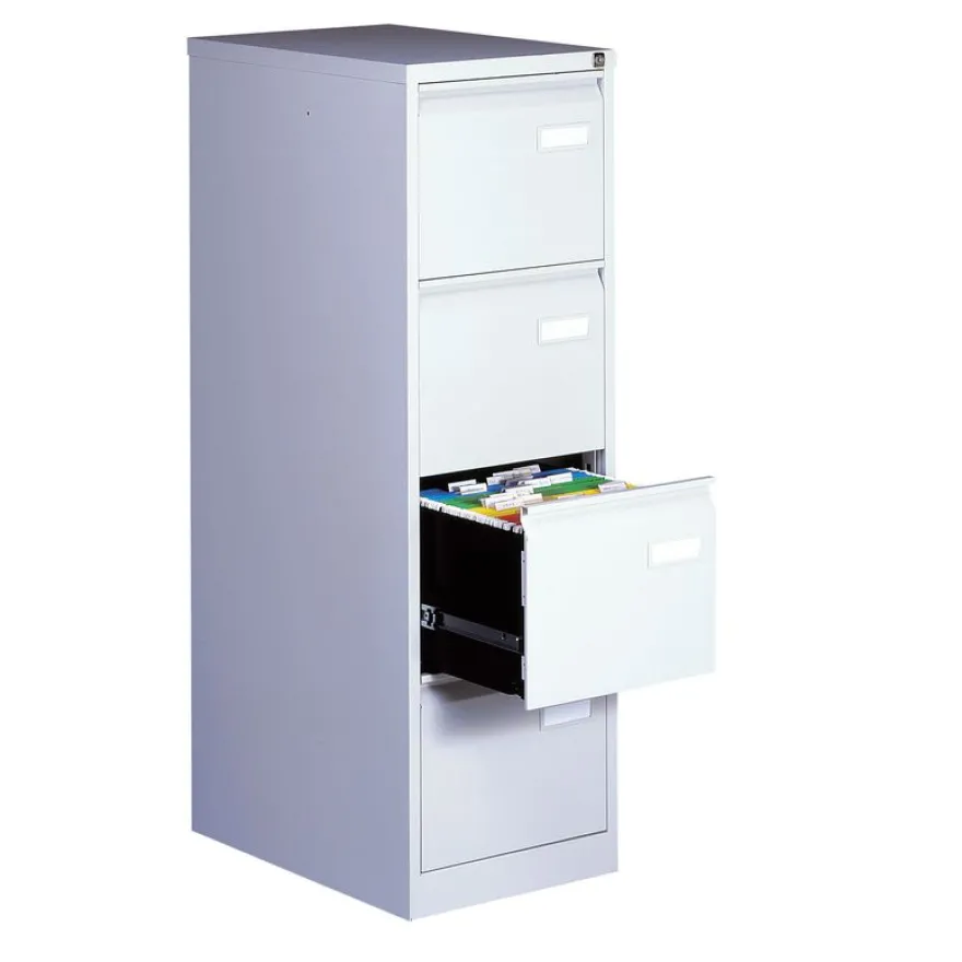 Classeur à tiroirs Bisley - 4 tiroirs - H132 x L41 x P62 cm - gris clair