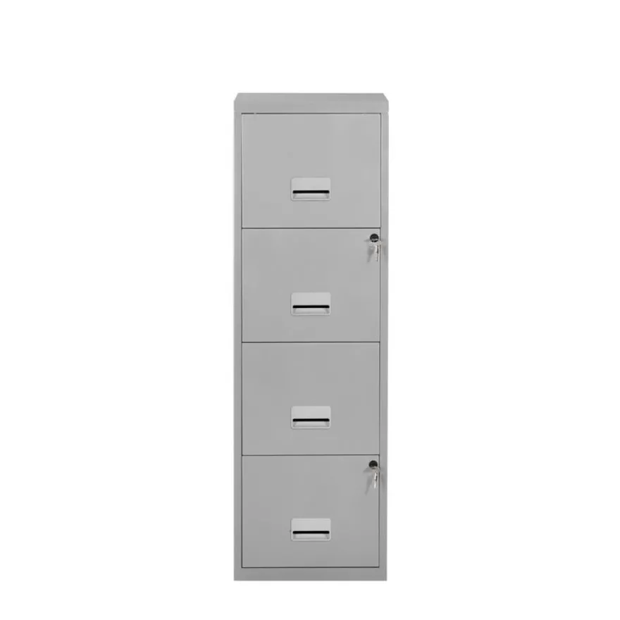 Classeur 4 tiroirs pour dossier suspendus - 126 x 40 x 40 cm - aluminium