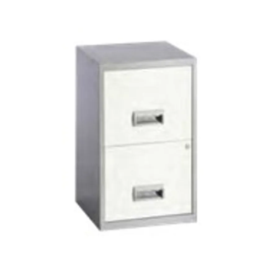 Classeur 2 tiroirs pour dossiers suspendus - 66 x 40 x 40 cm - alu/blanc
