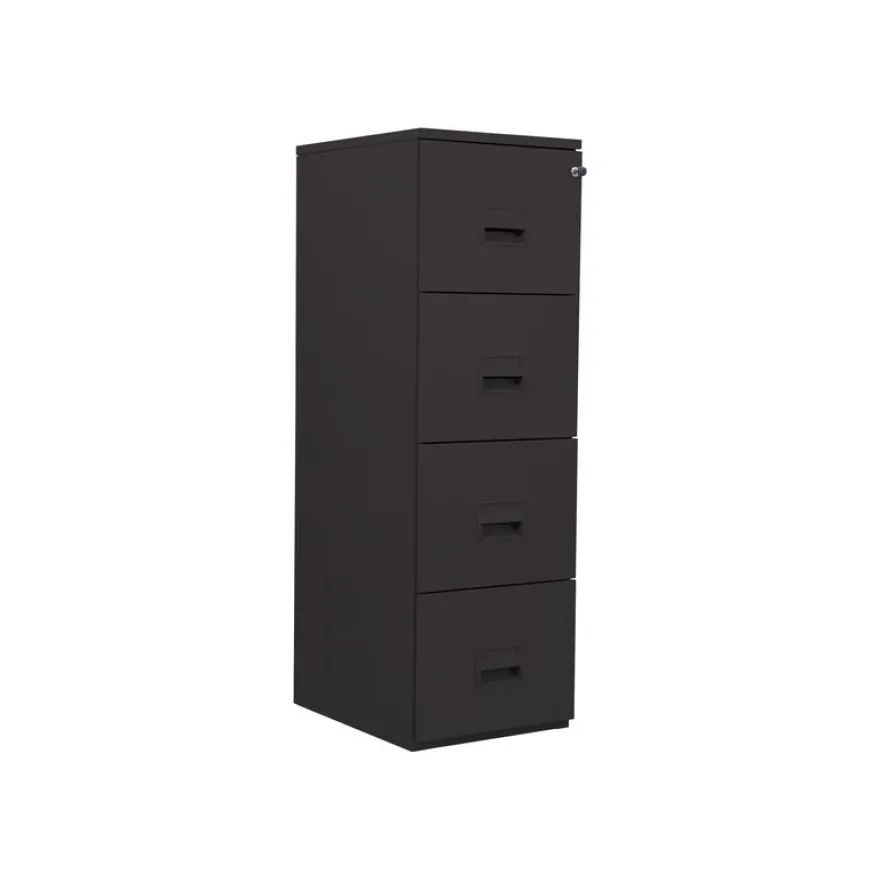 Classeur 4 tiroirs pour dossiers suspendus - 131 x 42 x 54 cm - noir