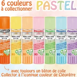 Cléopatre - Boite de 4 bâtons Pastel de colle TRANSPARENTE - Cléostick - Adhésive en 8g