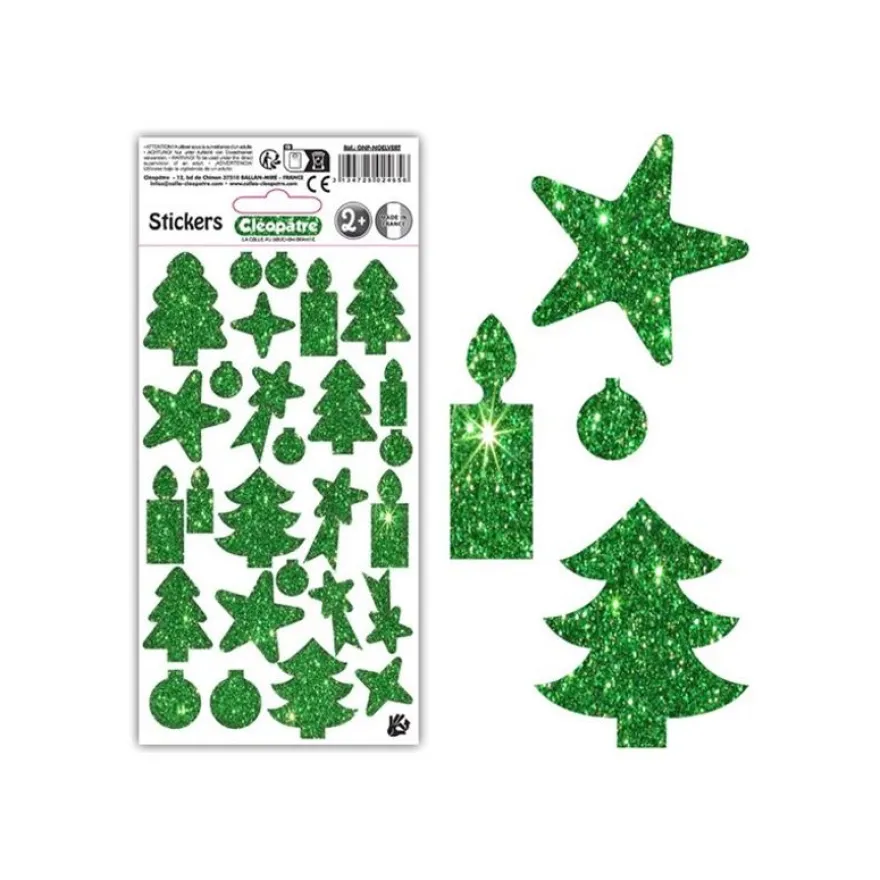 Cléopâtre - Jeu d'adhésifs de décoration - 27 pièces - noël - 10 - 40 mm - vert - non permanent