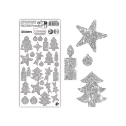 Cléopâtre - Jeu d'adhésifs de décoration - 27 pièces - noël - 10 - 40 mm - argent - non permanent