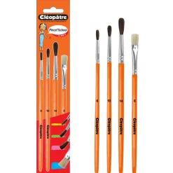 Cléopâtre - Pack de 3 pinceaux poil de poney N° 6, 10, 14 + 1 brosse soie de porc N°8