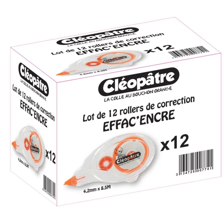 Cléopâtre - Pack de 12 rollers de correction - 4,2mm x 8,5m