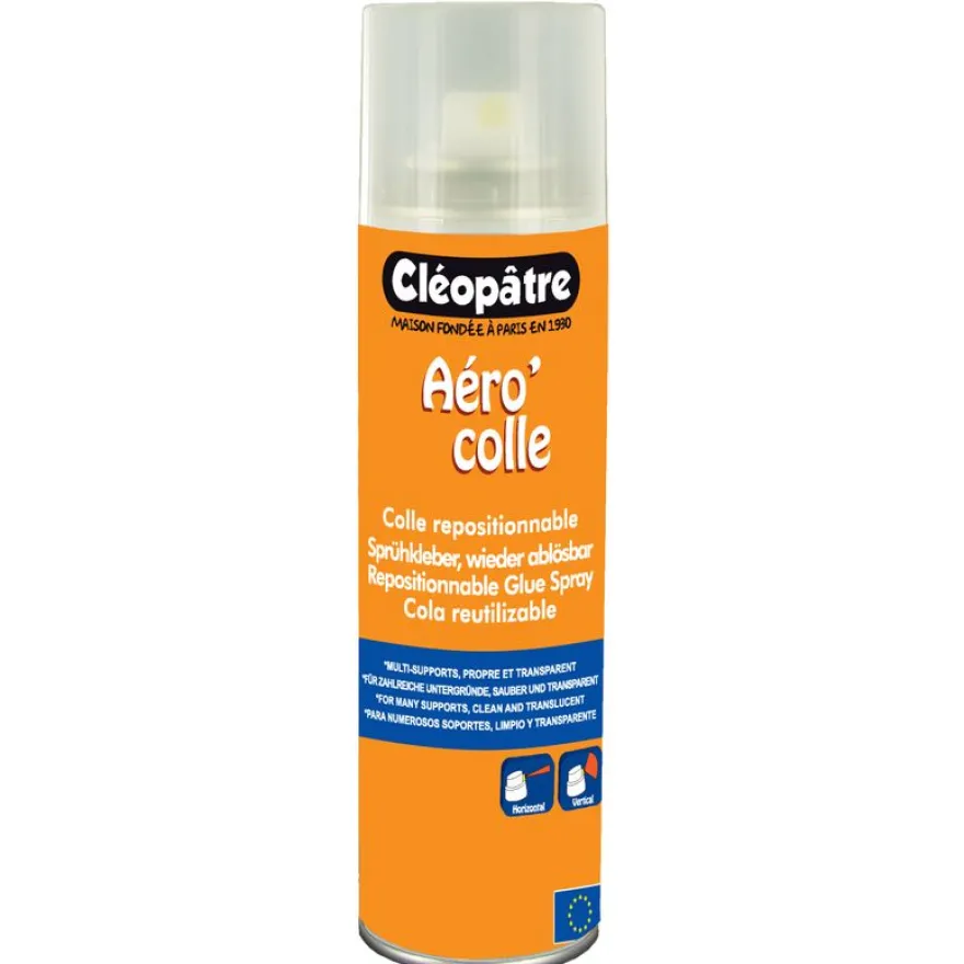 Cléopâtre Aéro'colle - Bombe de colle aérosol - 250 ml - Repositionnable