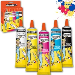 Cléopâtre NEFERTARI - Boîte de 5 tubes de Peinture Gouache avec embout fin - 5 x 30 ml