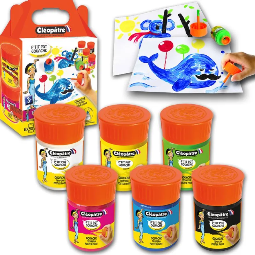 Cléopâtre NÉFERTARI - 6 Pots de peinture 50 ml - couleurs assorties - pinceau intégré