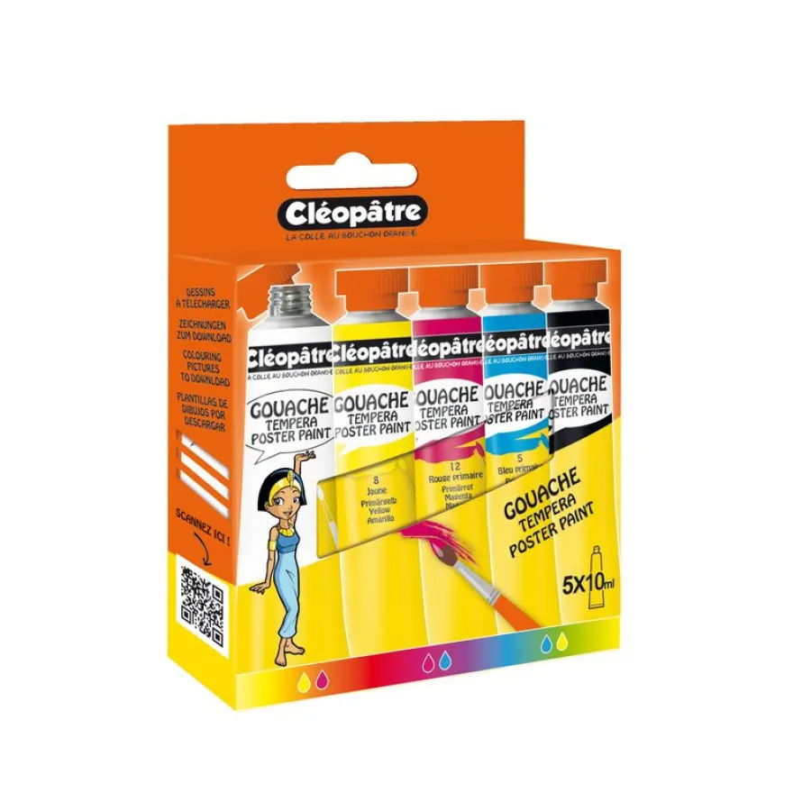 Cléopâtre NÉFERTARI - Pack de 5 gouaches - couleurs primaires - 10 ml