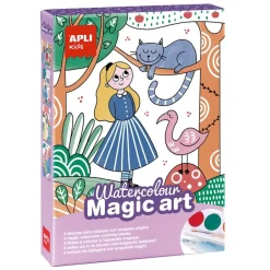 Coffret APLI Kids Watercolour Magic Art - aquarelle et feutre magique avec 14 planches - pinceau et gomme - dès 5 ans