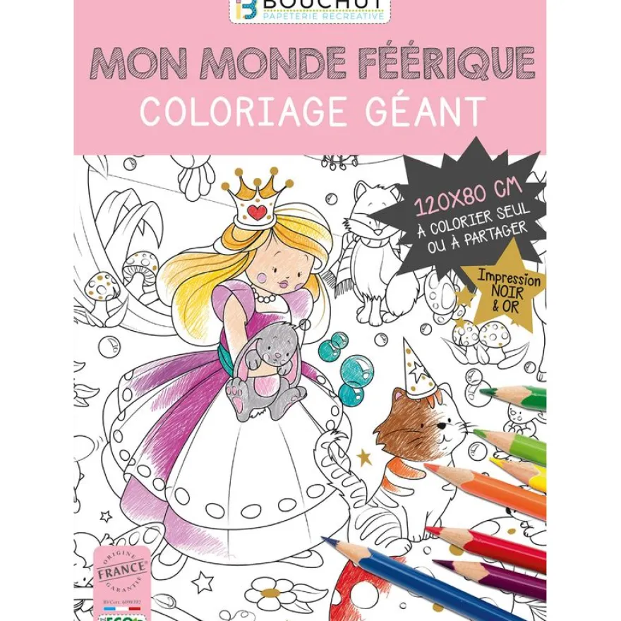 Coloriage géant Monde Féérique - 80 x 120 cm - Bouchut