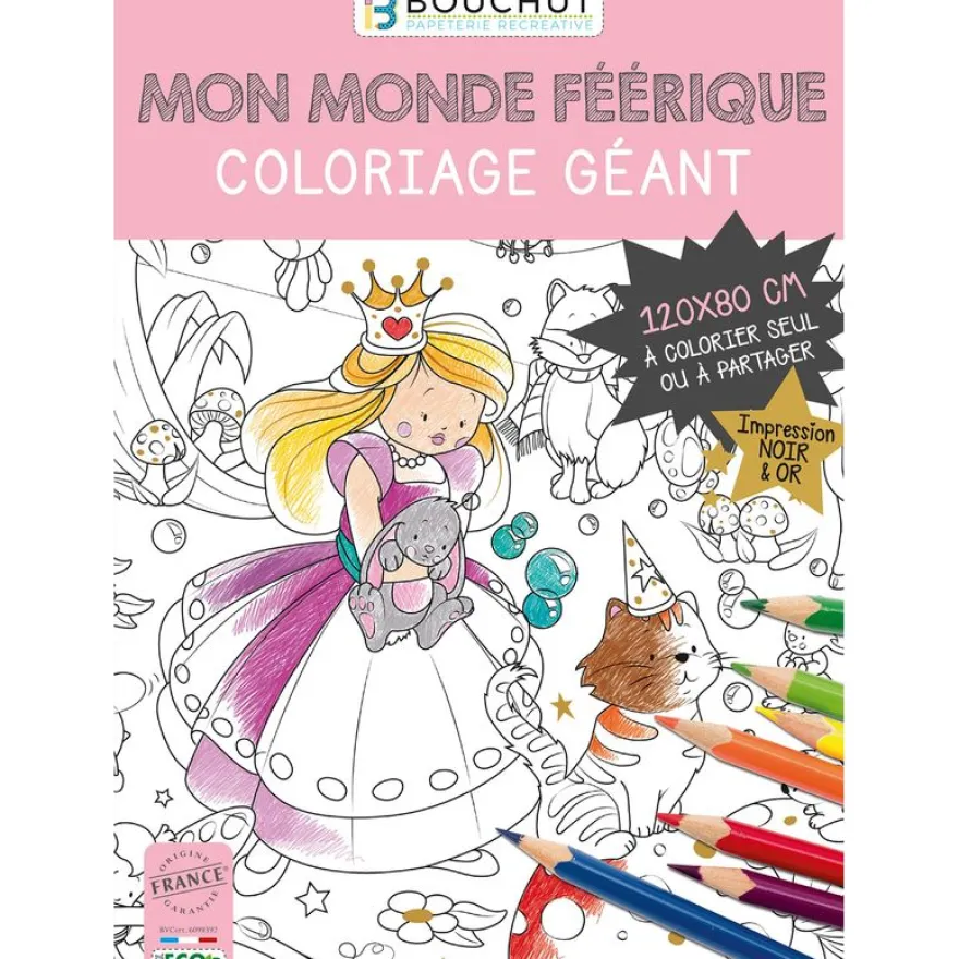 Coloriage géant Monde Féérique - 80 x 120 cm - Bouchut