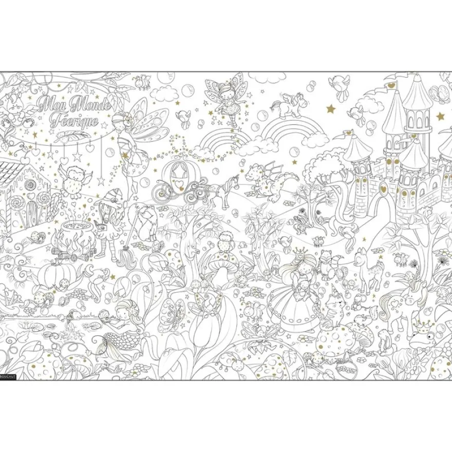 Coloriage géant Monde Féérique - 80 x 120 cm - Bouchut