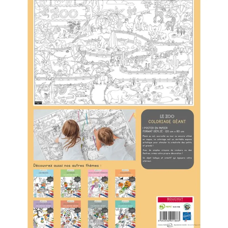Coloriage géant Zoo - 80 x 120 cm - Bouchut