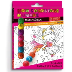 Coloriage nomade + crayon de couleur Féerique - 17 x 12,5 cm - Bouchut