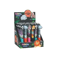 Colorino School - Stylo à bille effaçable animaux sauvages - encre gel - bleu - avec gomme