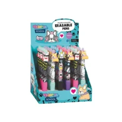Colorino School - Stylo à bille effaçable chien - encre gel - bleu - avec gomme