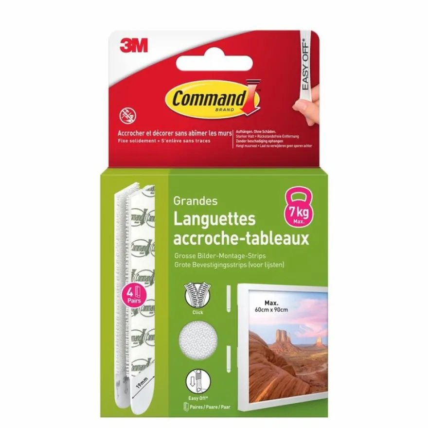 Command - Languettes accroche-tableaux - 4 paires - grand - blanc